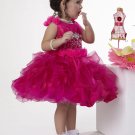 2-12 Peach Flowers Details Crystals Above Knee Length Bowknot Short Flower Girl Dress Cupcake Dress
