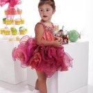 2-12Purple Bowknot SHoulders Ruched Organza Little Princess Flower Girl dRESS Cupcake dress