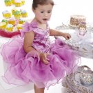Light purple ruched organza bowknot shoulders little princess flower girl dress cupcake dress