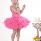 cute off the shoulder peach sequins ruched organza little flower girl dress princess cupcake dress