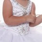 cute white v neck crystals ruched organza little cupcake dress princess flower girl dress