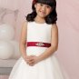 Cute Round Collar White satin sash beaded organza flower girl dress