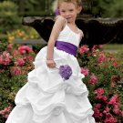 Beauty Spaghetti Strap Ruched Taffeta Flower detailed sash flower girl dress for wedding