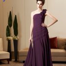 one shoulder flora layered chiffon full length mother of the bride dress with wraps