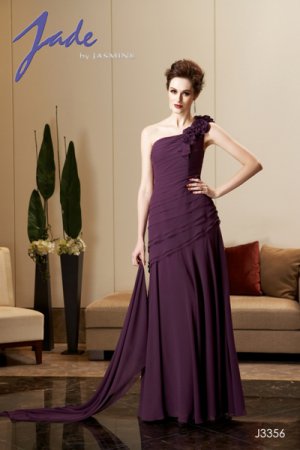 one shoulder flora layered chiffon full length mother of the bride dress with wraps