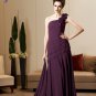 one shoulder flora layered chiffon full length mother of the bride dress with wraps