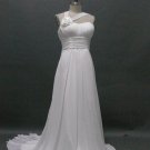 Custom Made White/Ivory beachside wedding dress a-line ruched chiffon bridal gown