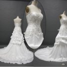 Custom made strapless  ivory taffeta embroidery formal wedding ball gown bridal dress