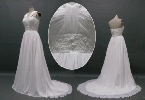 Custom made halter chiffon peal beaded beachside wedding dress formal bridal gown for summer
