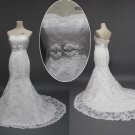 Custom made top lace beaded flora belt chapel train wedding dress,formal bridal dress