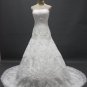 Custom made strapless ivory organza appliques a-line wedding gown ,formal wedding dress