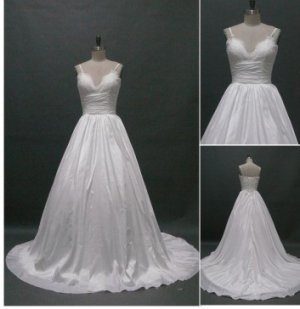 from facotry---Spaghetti taffeta lace top formal bridal ball gown,wedding dress