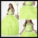 Freeshipping Halter Goldren Ruched Tulles Flower Girl Dress, Formal Pageant Gown