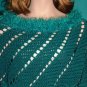 KNC Hand-Crochet Spiral Merino Wool Poncho Turquoise