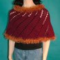 KNC Hand-Crochet Merino Wool Spiral Poncho Burgundy