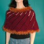 KNC Hand-Crochet Merino Wool Spiral Poncho Burgundy