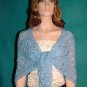 KNC Hand Knit Bell Stitch Shawl OOAK Exclusive Sky
