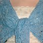 KNC Hand Knit Bell Stitch Shawl OOAK Exclusive Sky