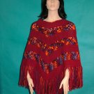 KNC  Hand Crochet Classic Shell Poncho Berries