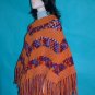 KNC Hand Crochet Classic Shell Poncho Carrot