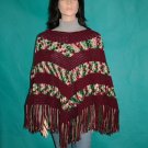 KNC Hand Crochet Classic Shell Poncho Holly and Ivy