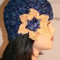 KNC Hand Crochet Ribbon 'n Rose Cloche Blue Shades