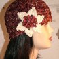 KNC Hand Crochet Ribbon 'n Rose Cloche Copper Penny