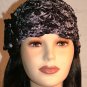 KNC Hand Crochet Ribbon 'n Rose Cloche Accent Black