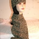 KNC Hand Crochet  Cotton Mix Hat-Scarf Set Parsley