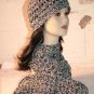 KNC Hand Crochet Cotton Mix Hat-Scarf Set Zebra