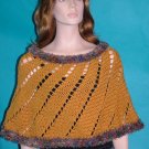 KNC Hand Crochet Short Spiral Poncho Gold