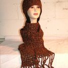 KNC Hand Crochet Cotton Mix Hat-Scarf Set Spice