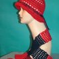 KNC Crochet Cotton Hat-Scarf Set RedNavy