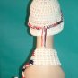 KNC Crochet Cotton Hat-Scarf Set RedWhiteBlue