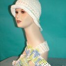 KNC Crochet Cotton Hat-Scarf Set LimeBlue