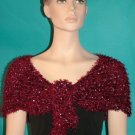 KNC Hand Knit Evening Fur Capelet Wine