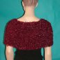 KNC Hand Knit Evening Fur Capelet Wine