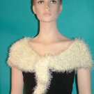 KNC Hand Knit Evening Fur Capelet Cream Glitter