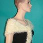 KNC Hand Knit Evening Fur Capelet Cream Glitter
