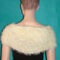 KNC Hand Knit Evening Fur Capelet Cream Glitter