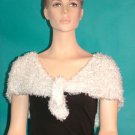 KNC Hand Knit Evening Fur Capelet White