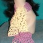 KNC Crochet Cotton Hat-Scarf Set MauveCream