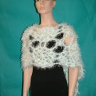 KNC Hand Crochet Elegant Fur Wrap White-Seafoam Sz S-M