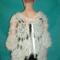 KNC Hand Crochet Elegant Fur Wrap White-Seafoam Sz S-M