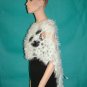 KNC Hand Crochet Elegant Fur Wrap White-Seafoam Sz S-M
