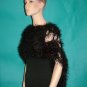 KNC Hand Crochet Elegant Fur Wrap BlackRed Sz S-M