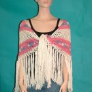 KNC Hand Crochet Traditional Cotton Shawl Rose Pink+