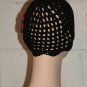 KNC Hand Crochet Skull Cap w Flower Pin Black Sz Teen
