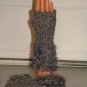 KNC Hand Knit Homespun Fur Wrist Warmers Granite
