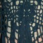 KNC Hand Crochet Jungle Rose Poncho Wool Mix - Denim